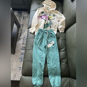 Pink Panther Graphic Sweatshirt and Joggers Set